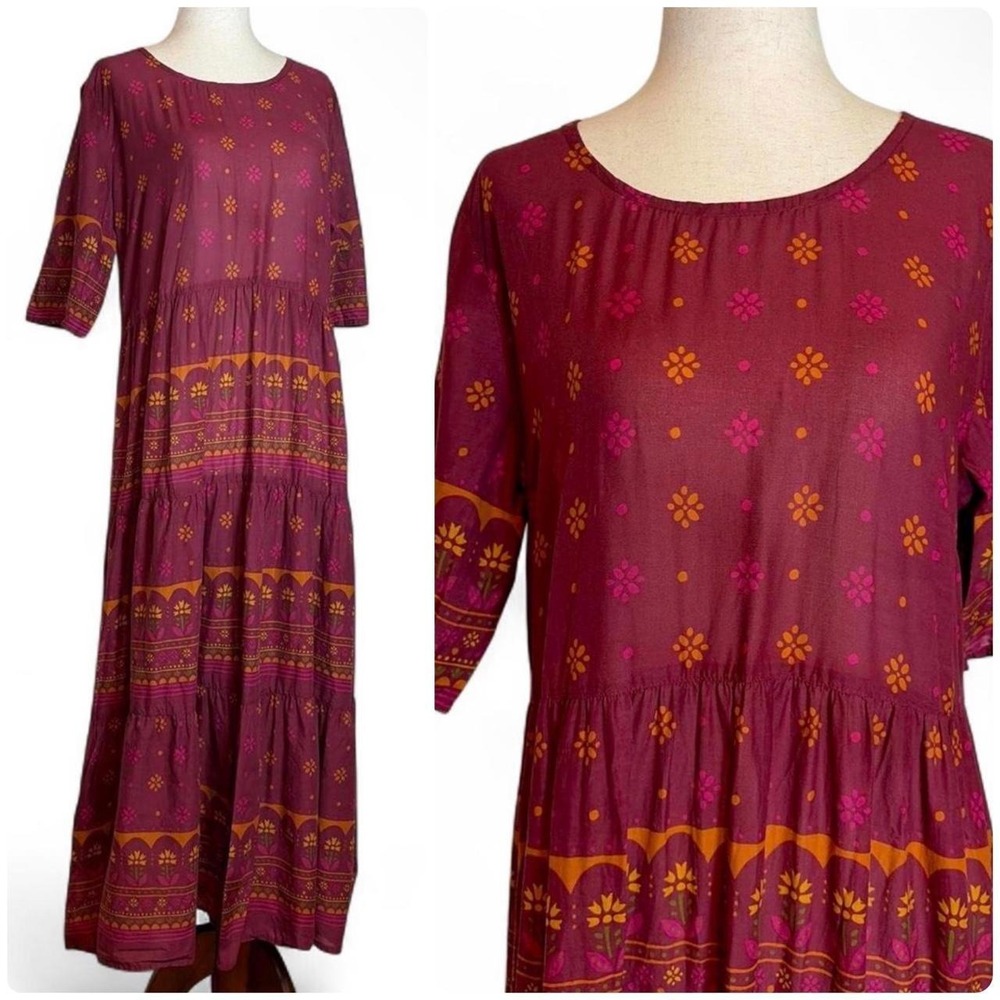 Gudrun Sjoden folksy floral tiered maxi dress. Size Medium